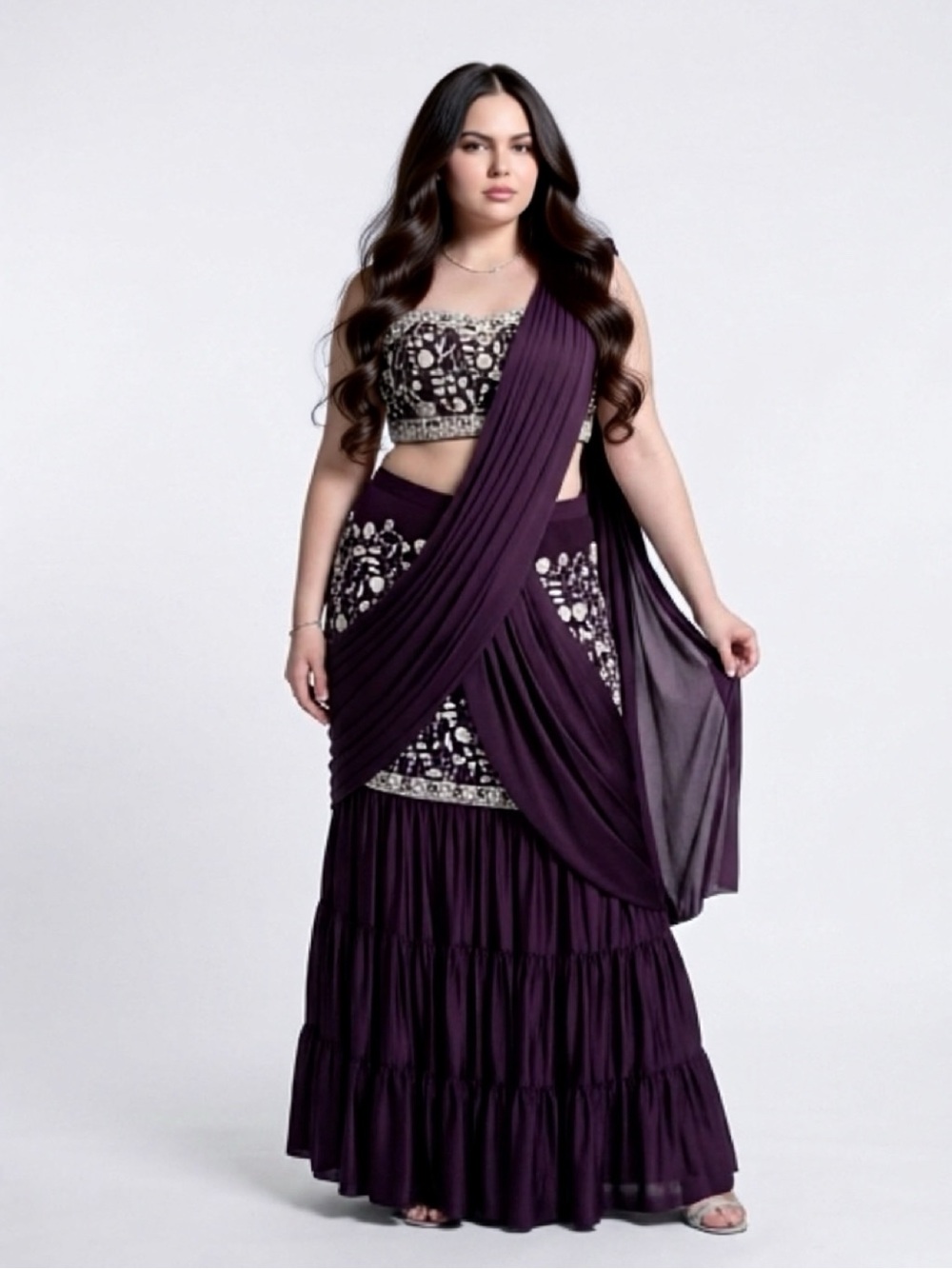 Elegant Embellished Purple Wedding Dress